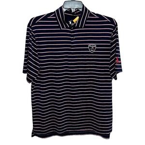 Shirt Men's Size L Golf Polo Blue Red White Striped FG TECH Made In USA